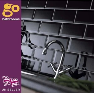 Black Metro Ceramic Wall Tile Subway Bulk Buy 10m² 20m² 30m² 100x200mm - Picture 1 of 3