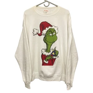 Vintage The Grinch Dr. Seuss Christmas 90s 1995 White Sweatshirt XL Made in USA - Picture 1 of 16