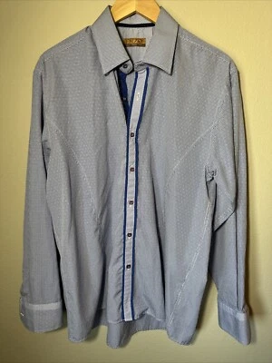 Camisa abotonada Enzo Tovare Italia azul guinga para hombre talla grande Foto 1 de 4