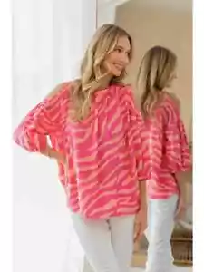 SEW IN LOVE PINK/CORAL ANIMAL PRINT TOP WITH COLD SHOULDERS-SIZE 3X-NEW!!! - Picture 1 of 6