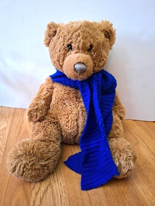 Aeropostale 2009 Brown Teddy Bear Plush 15" Stuffed Toy Plush Animal Blue Scarf - Picture 1 of 9
