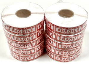 10 Rolls 10000 HANDLE WITH CARE FRAGILE 1" x 3" Warning Shipping Labels Stickers - Picture 1 of 6