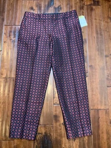 J.Crew Black & Red Patterned 100% Silk Dress Pants, Size 6 - Picture 1 of 7