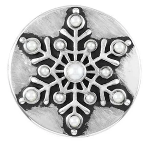 Ginger Snaps Jewelry SALE! “Pearl Snowflake” Snap #19-12 - Foto 1 di 1