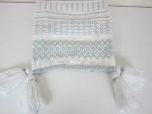 Magaschoni Home Table Runner 14 x 90 Gray + White Textured Boho Tassel Trim - Picture 1 of 5