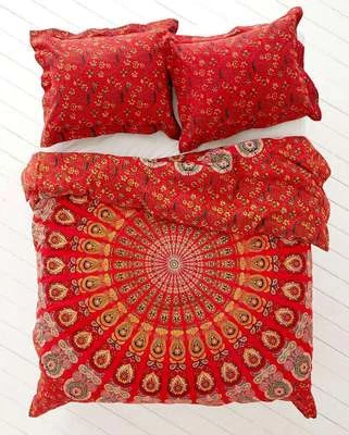 NUEVA Funda Nórdica de Algodón Estampada Mandala Indio Completa/Reina Color Rojo Decoración del Hogar Foto 1 de 2