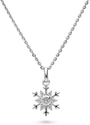 BERRICLE Sterling Silver Snowflake Pendant Necklace for Women - Cubic Zirconia C - Image 1 of 4
