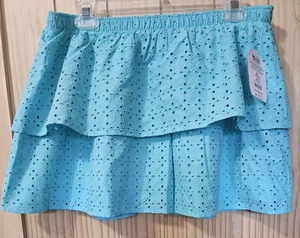 Wonder Nation Girls Tiered Cotton Eyelet Skirt Aqua Blue sz XL 14-16 NWT - Picture 1 of 5