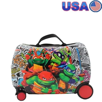 Teenage Mutant Ninja Turtles Boys Ride On Luggage Travel Suitcase Kids New - Image 1 of 4