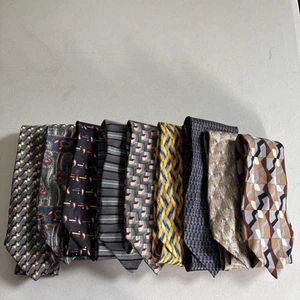 Lote de 9 Corbatas de Seda Paisley Patrón Abstracto Varios Fabricantes y Anchos Ropa de Oficina - Imagen 1 de 10