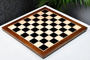 Solid Wooden Indian Chess Board in Ebony & Maple with Sheesham Border - 21", 55m - Picture 1 of 5