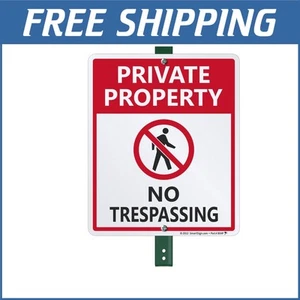 10x12 Inches Private Property Sign with Laminated Aluminum and 3 Feet Stake - Picture 1 of 11