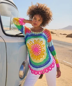 Joe Browns Women's Rainbow Crochet Beach Cover-Up, Small (UK 8-10) - Picture 1 of 6