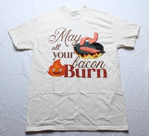 Box Lunch x Howl's Moving Castle Adult's Calcifer Bacon Tee WR4 Beige Medium - Picture 1 of 4