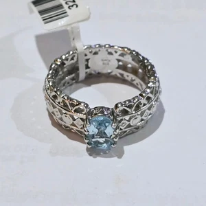 Sterling Silver Ring Size 10 with Light Blue Topaz NWT - Picture 1 of 4
