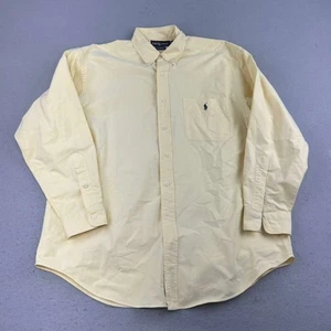 VTG Ralph Lauren Big Shirt Mens Medium Yellow Cotton Button Up Long Sleeves - Picture 1 of 8