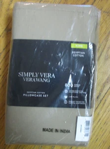 Simply Vera Wang 800 Fäden Ägyptische Anzahl King/Groß Kissenbezug Set Nomade (Hellbraun) Neu - Bild 1 von 4