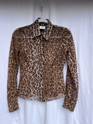 Blusa Top Dolce & Gabbana Vintage Leopardo Malla Transparente Manga Larga Y2k Mujer S Foto 1 de 4