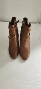 Lauren Ralph Lauren Women’s 7 Addington Brown Leather Ankle Boots W/Almond Toe - Picture 1 of 9