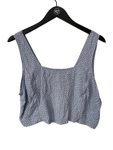 Thread and Supply bauchfreies Tanktop Größe Large gesmokt gepunktet periwinkle blau NEU - Bild 1 von 10