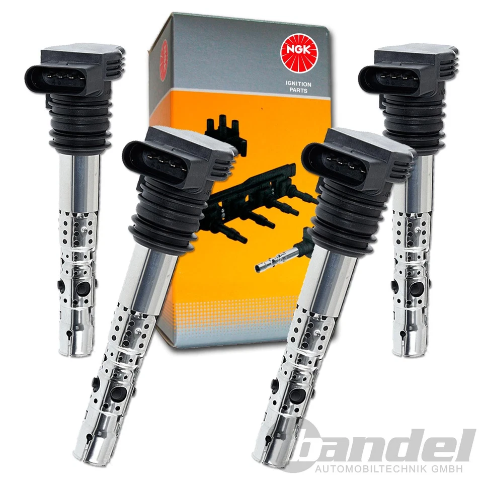 4 NGK Zündspule für AUDI A3 A4 A6 TT VW GOLF 4 POLO 9N PASSAT BEETLE 1,8T 2,0 RS - Bild 1 von 1