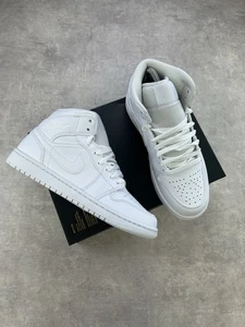 Nike Air Jordan 1 Mid GS | White/White-White | 554725-136 | SCHNELLER VERSAND ✅  - Bild 1 von 6