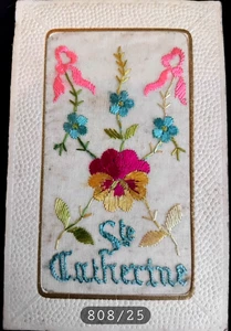 Nr. 808/25 - Postkarte bestickt St. Katharina ungeschrieben - Bild 1 von 2