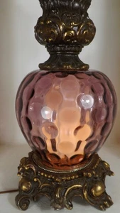 Vintage 1960s Mid Century Dimpled Glass Purple Night Light Table Lamp MCM - Picture 1 of 19