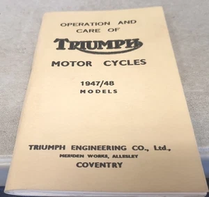1947 1948 TRIUMPH  Motorcycles Instruction Manual  - Picture 1 of 3