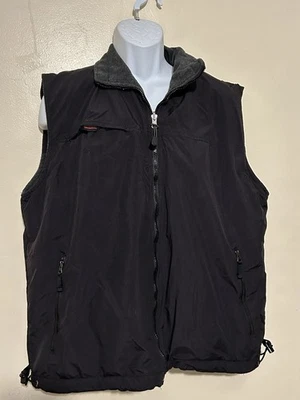 Colete Reversível Sonoma Jean Co Masculino XL Poli Lã Zíper Completo Preto Cinza Externo - Imagem 1 de 4