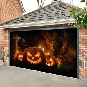 Halloween Kürbis Geist Garage Tür Banner Gewebe Outdoor Hintergrund - Bild 1 von 7