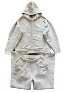 Cernucci oatmeal thick knitted tracksuit set hoodie sweatpants UK M - Picture 1 of 7
