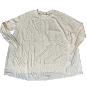 Nordstrom Blanco Manga Larga Gasa Espalda Suéter Delantero Mujer Talla L - Imagen 1 de 6