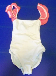 Vintage 1960's One Piece Bathing Suit Wide Coral Color Ruffled Straps TAG SZ10 - Picture 1 of 11