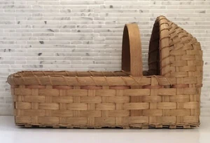 Vintage Handarbeit Korb Baby Puppe Stubenwagen amerikanisch rustikal Bauernhaus signiert - Bild 1 von 12