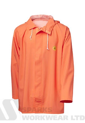 VIKING RUBBER COMPANY Wikinger Gummi Kapuze Angeln Flex Regenjacke wasserdicht Hi Vis orange 520g