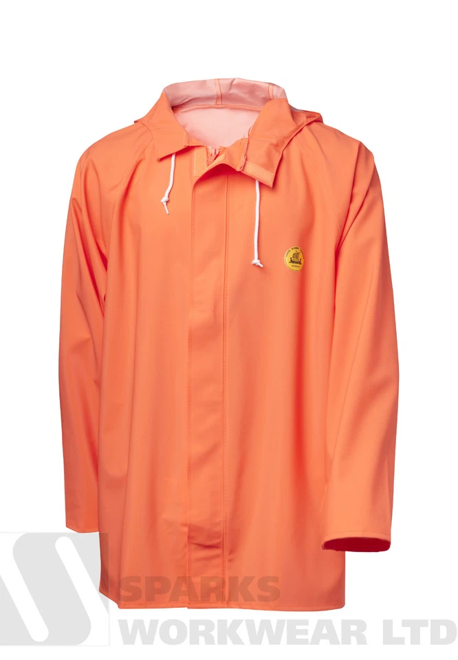 Viking Rubber Hooded Fishing Flex Rain Jacket Waterproof Hi Vis Orange 520g - Image 1 of 1