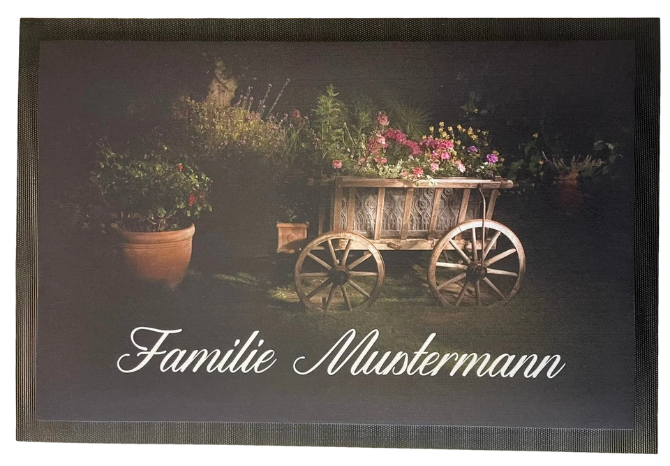 Fußmatte Schmutzfangmatte rutschfest Wunschtext Dekowagen F026 - Bild 1 von 1