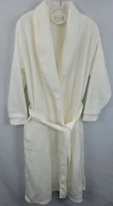 Lord & Taylor Cream Plush Belted Wrap Robe Size Medium Petite - Picture 1 of 12