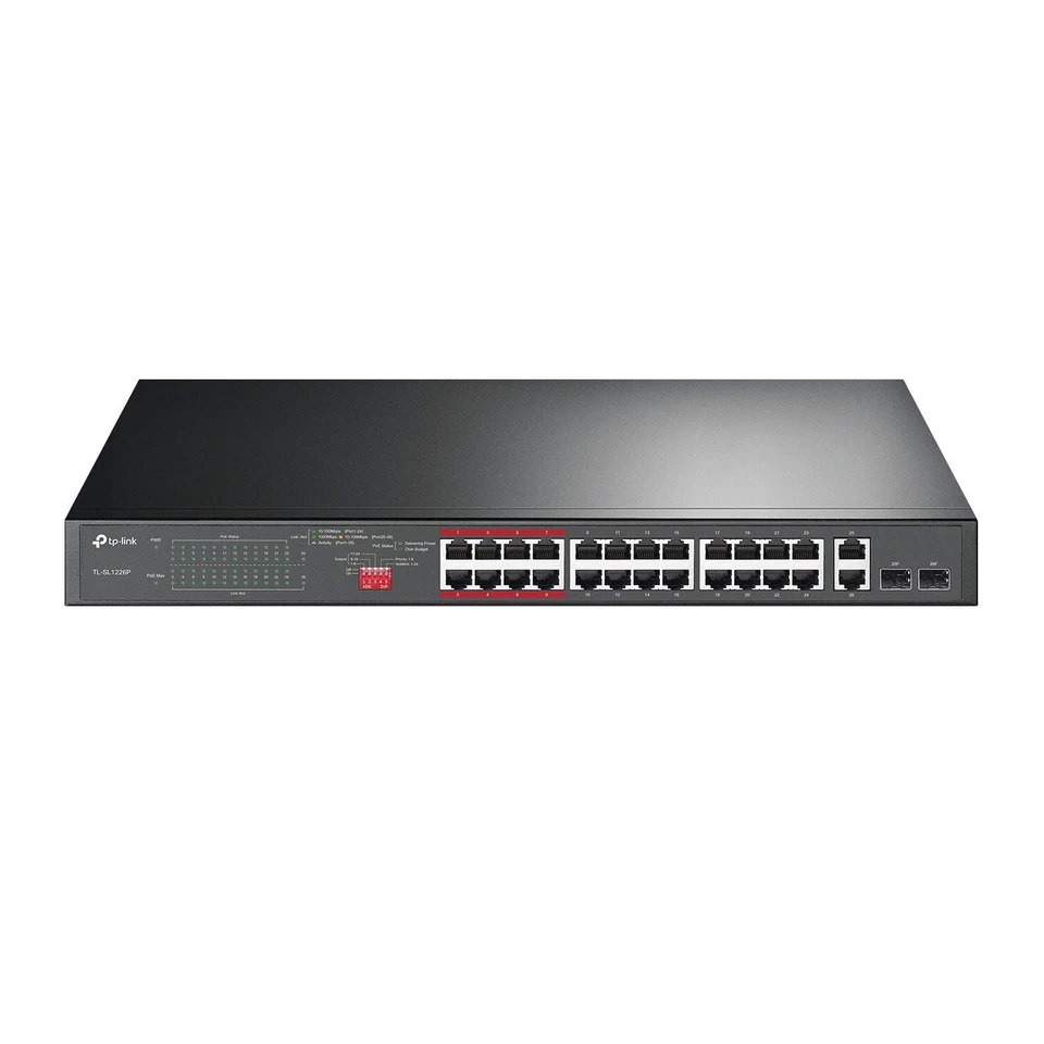 TP-Link 24 Port 10/100Mbps Fast Ethernet PoE Switch 24 PoE+ Ports @250W, w/ 2... - Image 1 of 4