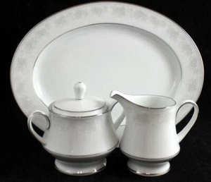 Noritake Misty Set Platte mit Milchkännchen und Zuckerdose 2883 - Bild 1 von 9