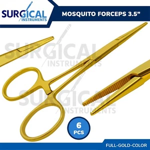 6 Pcs Mosquito Hemostat Forceps 5" Straight Full Gold Surgical German Grade - Picture 1 of 8