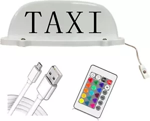 TAXI Cab Top Light Roof Sign USB Rechargeable Battery 24 Key IR Remote Colorful - Picture 1 of 7