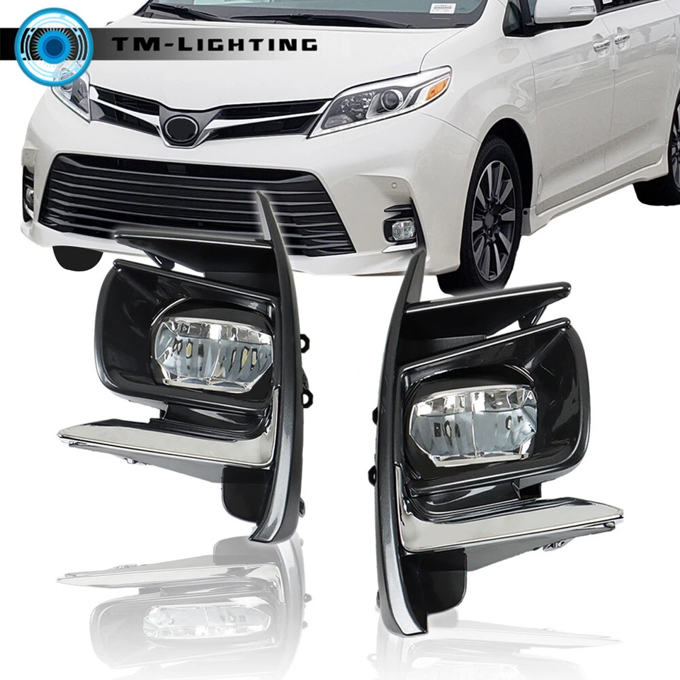 Пара противотуманных фар с ободком + комплектами переключателей проводов для Toyota Sienna 2018-2020 годов выпуска - Изображение 1 из 4