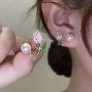 Fashion Women Pearl Crystal Ear Stud Earrings Wedding Jewelry Gifts Drop Dangle