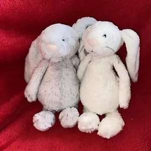 BUNDLE OF 2 JELLYCAT SMALL BASHFUL BUNNIES Grey / Cream - 7 Inches - Picture 1 of 5