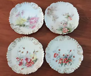 4 hermosos platos de porcelana florales de primavera pintados a mano Francia 7 1/4" - Imagen 1 de 10