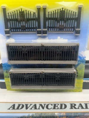 WROUGT-IRON STYLE FENCE w/ GATES - 33 inches  - HO Scale PLASTIC KIT - NEW OOP - image 1 of 4