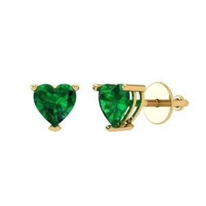 1.0 ct Heart Cut Studs Luxury Earrings Solid Yellow Gold Earrings Push back - Picture 1 of 30