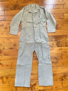 DEADSTOCK NOS - Vintage 1960's Blue Top Coveralls Herringbone Hickory Stripe 42 - Picture 1 of 10